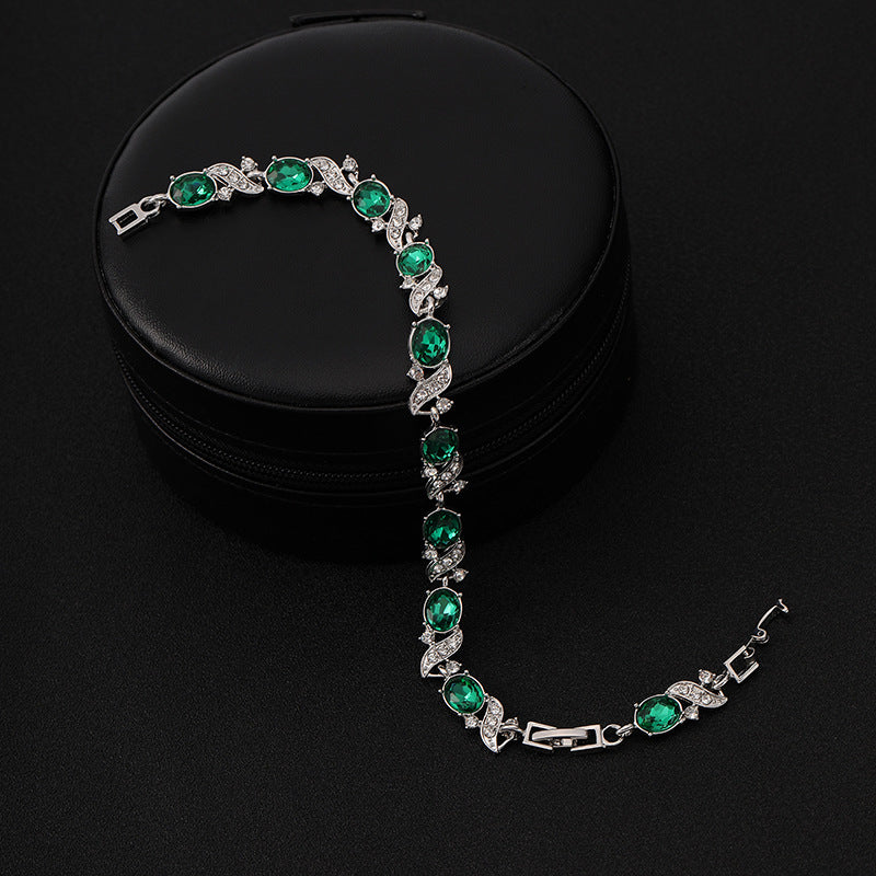 Silber Smaragd Vintage Kettenglied Armband