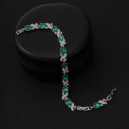 Silber Smaragd Vintage Kettenglied Armband