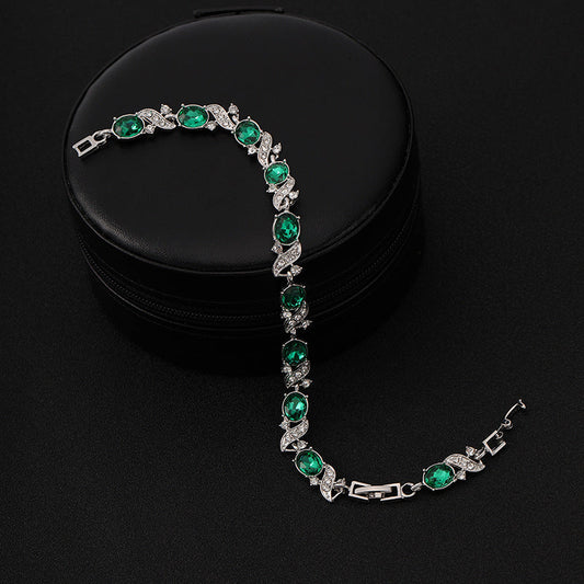 Silber Smaragd Vintage Kettenglied Armband
