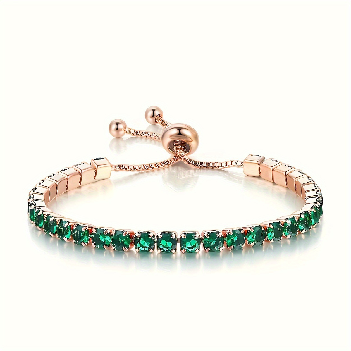 Gold Smaragd Verstellbar Tennisarmband
