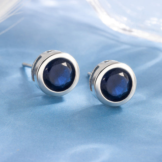 Saphir Zargen Ohrstecker | Weißgold
