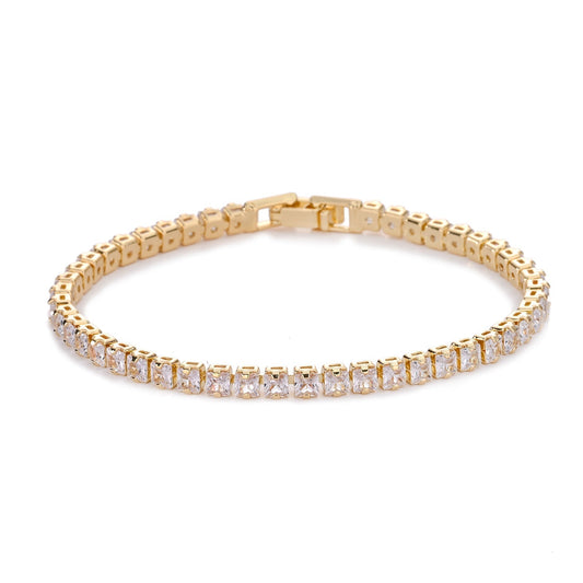 Quadratisch Tennisarmband | Gold