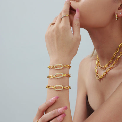 Pavé Massiv Kette Kettenglied Schmuckset | Gold