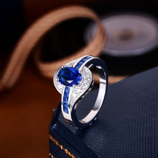 Saphir Fluss Ring | Weißgold