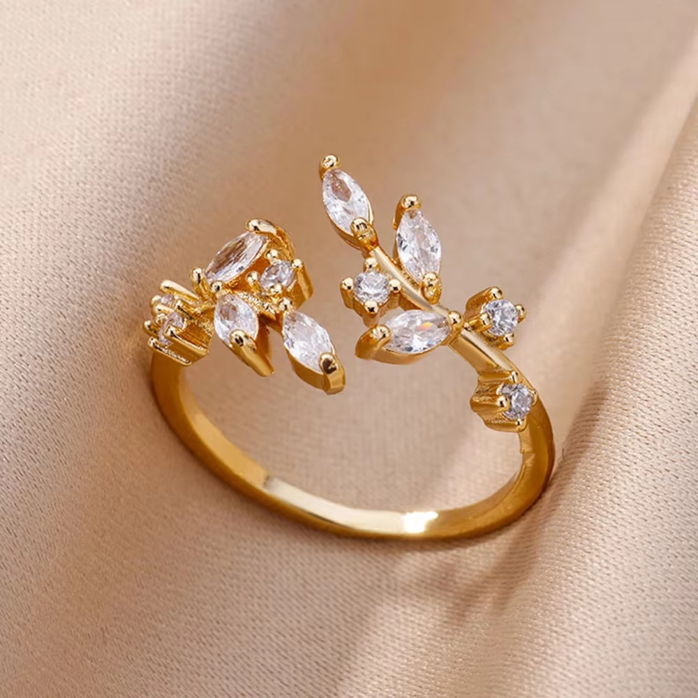 Gold Offen Blatt-Ring