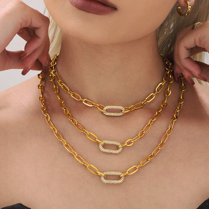 Pavé Massiv Kette Kettenglied Schmuckset | Gold