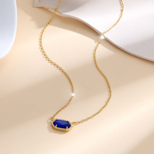 Klassisch Oval Saphir-Halskette | Gold