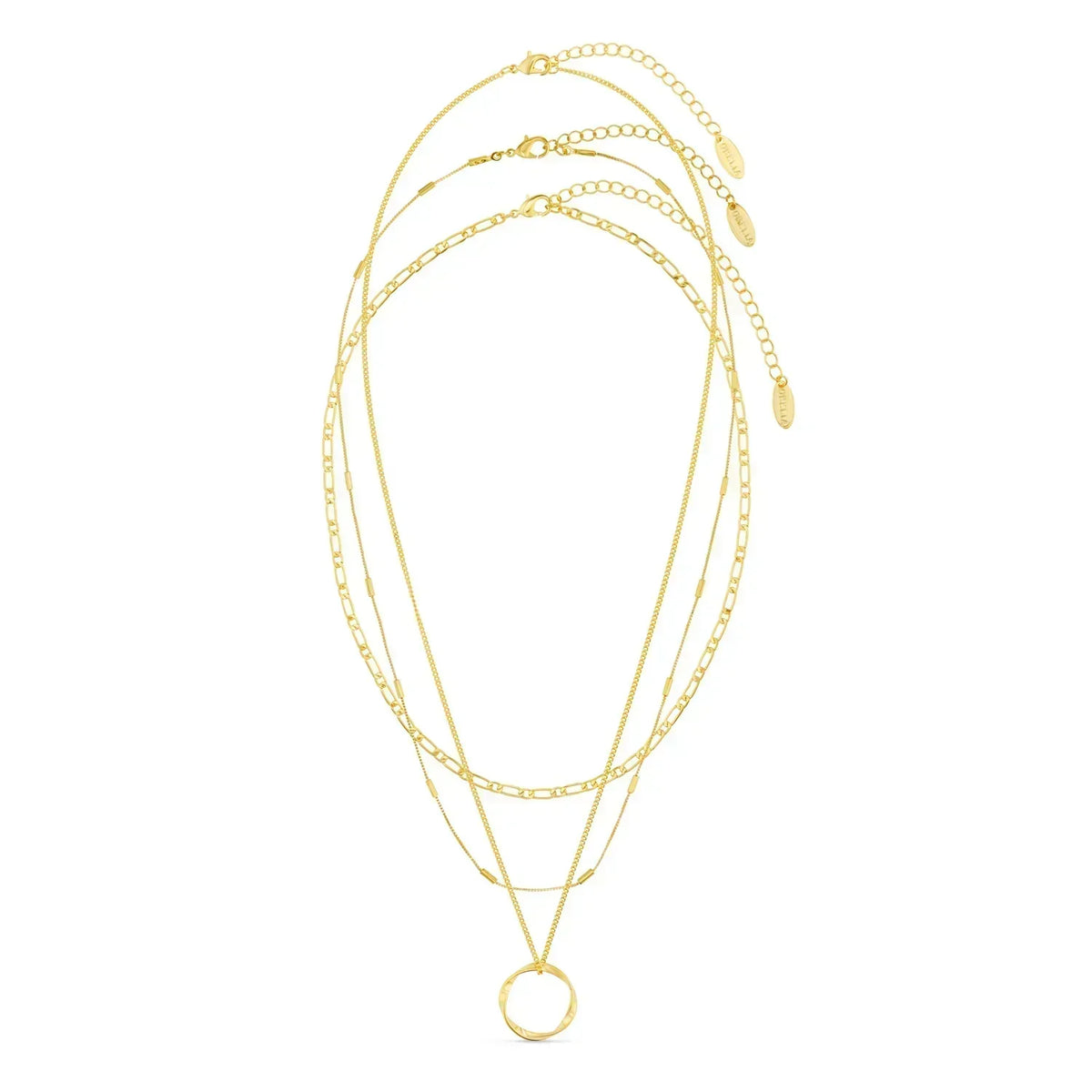 Offener Kreis Dreireihig Halskette | Gold
