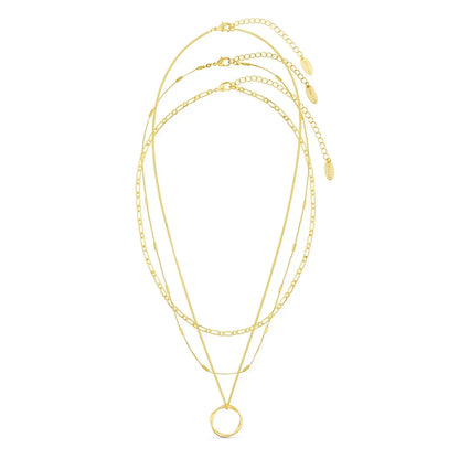 Offener Kreis Dreireihig Halskette | Gold