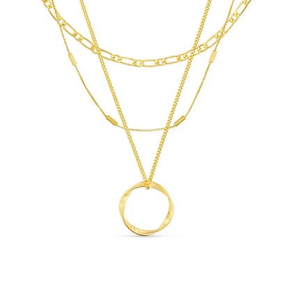 Offener Kreis Dreireihig Halskette | Gold
