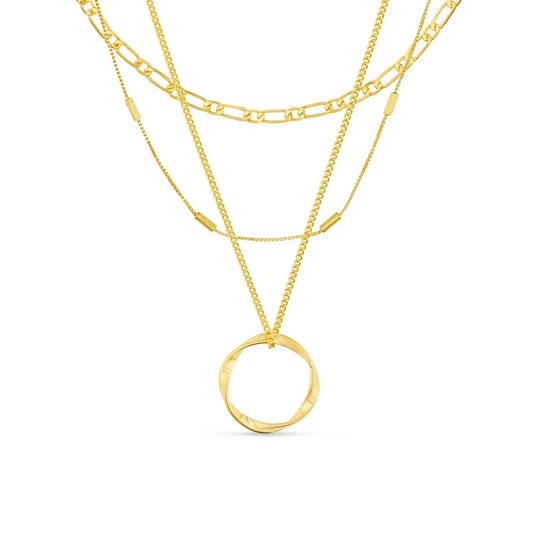 Offener Kreis Dreireihig Halskette | Gold