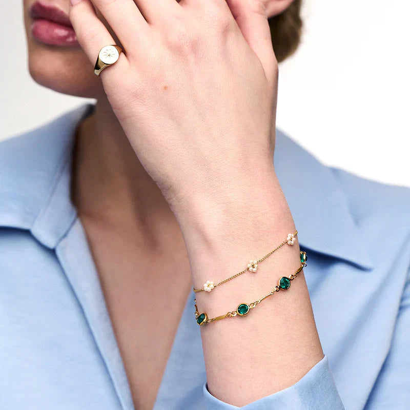 Smaragd Kettenglied Kette Armband | Gold