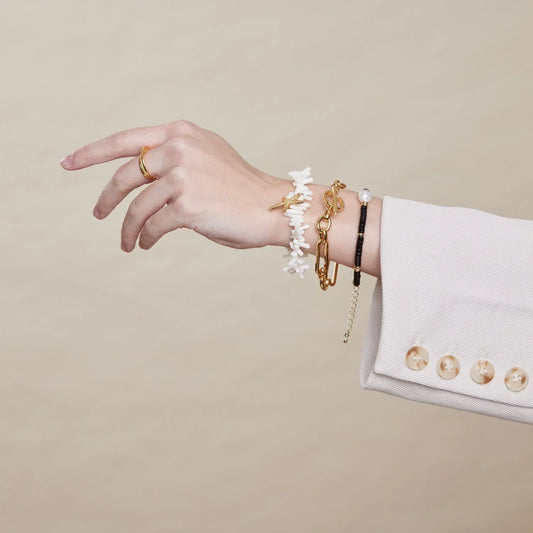 Kettenglied T-Steg Armband | Gold