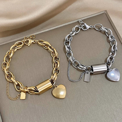Herzförmig Massiv Armband | Gold