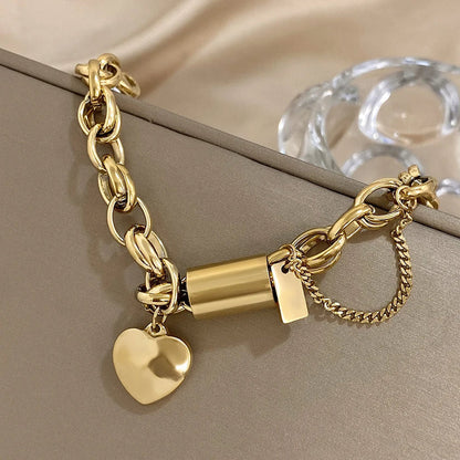 Herzförmig Massiv Armband | Gold