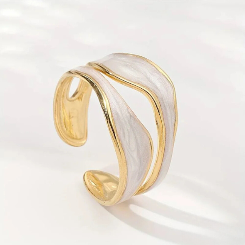 Silber und Gold Skulptural Armreif Ring