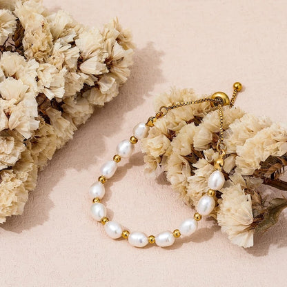 Elegant Perle und Goldarmband
