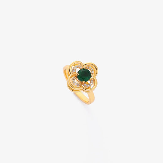 Gold Smaragd Blüte Ring