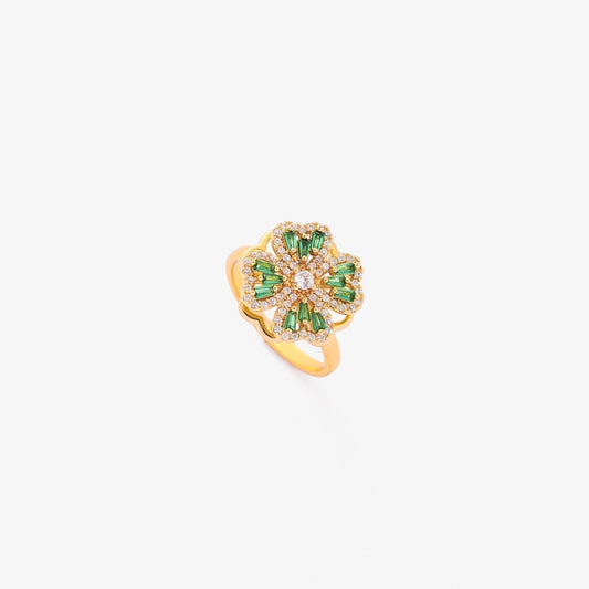 Gold Smaragd Blumen-Ring