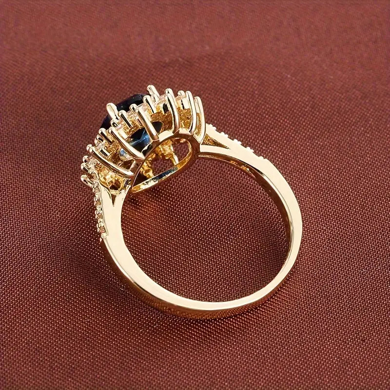 Gold Saphir Halo-Ring