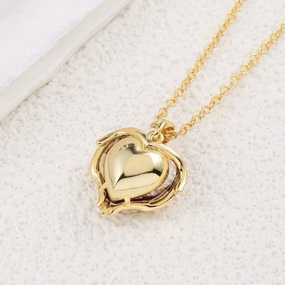 Engel Umarmung Rubin Herz-Halskette | Gold