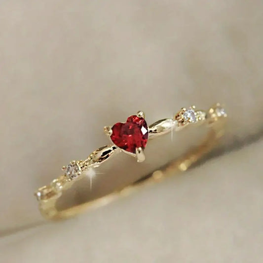 Gold Rubin Herz-Ring