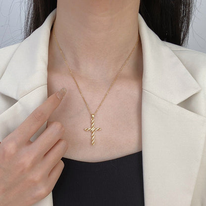 Kristall Drehung Kreuz-Halskette | Gold