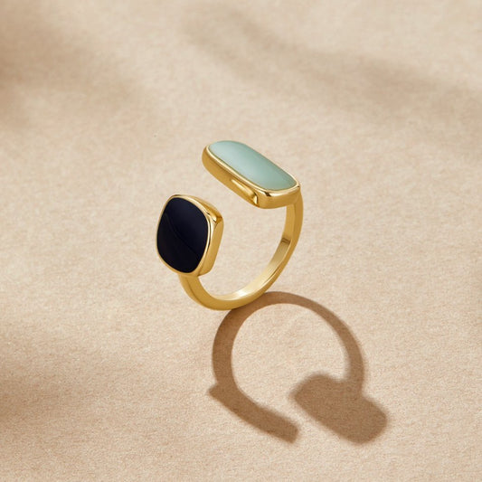 Gold Doppel Stein Offen Ring