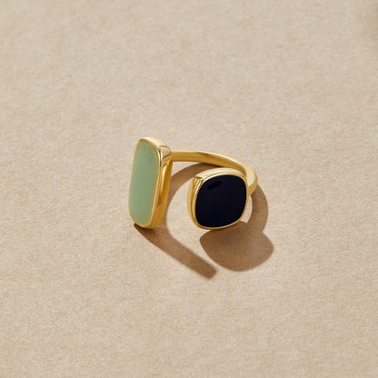 Gold Doppel Stein Offen Ring