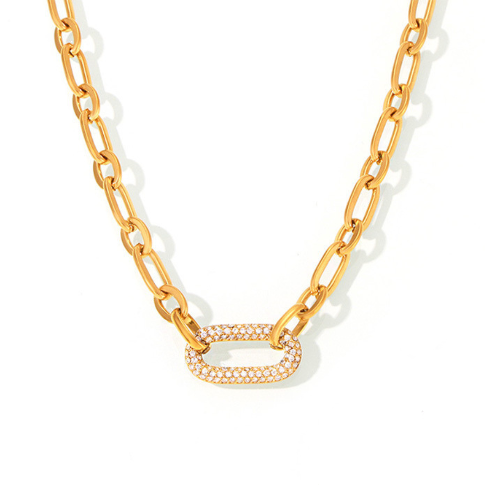 Pavé Massiv Kette Kettenglied Schmuckset | Gold