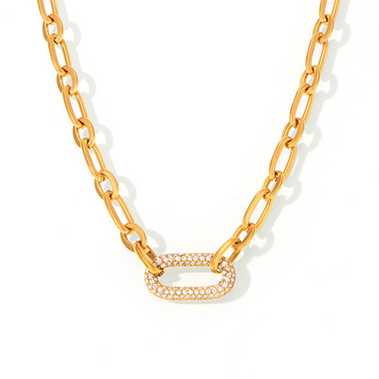 Pavé Massiv Kette Kettenglied Schmuckset | Gold