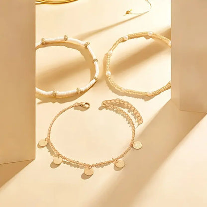Küsten Anhänger 3-Teilig Mehrreihig Anklet Set | Gold