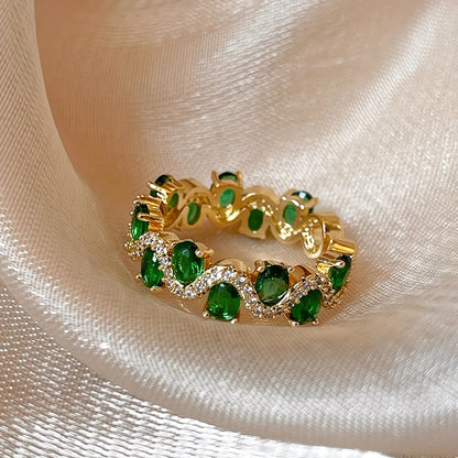 Calira Sparkling Smaragd Offen Ring | Gold