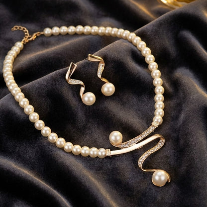 Elegant Natürlich Perlenhalsketten-Set