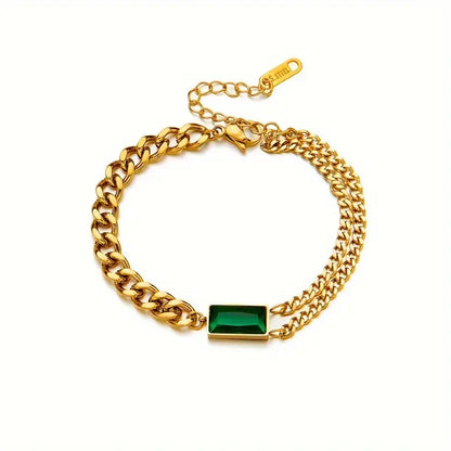 Gold Smaragd Stab Kette Armband