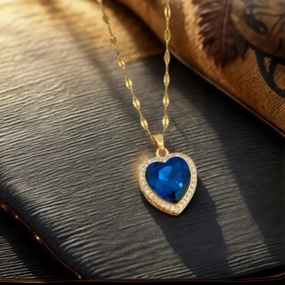 Gold Saphir Herz-Halskette