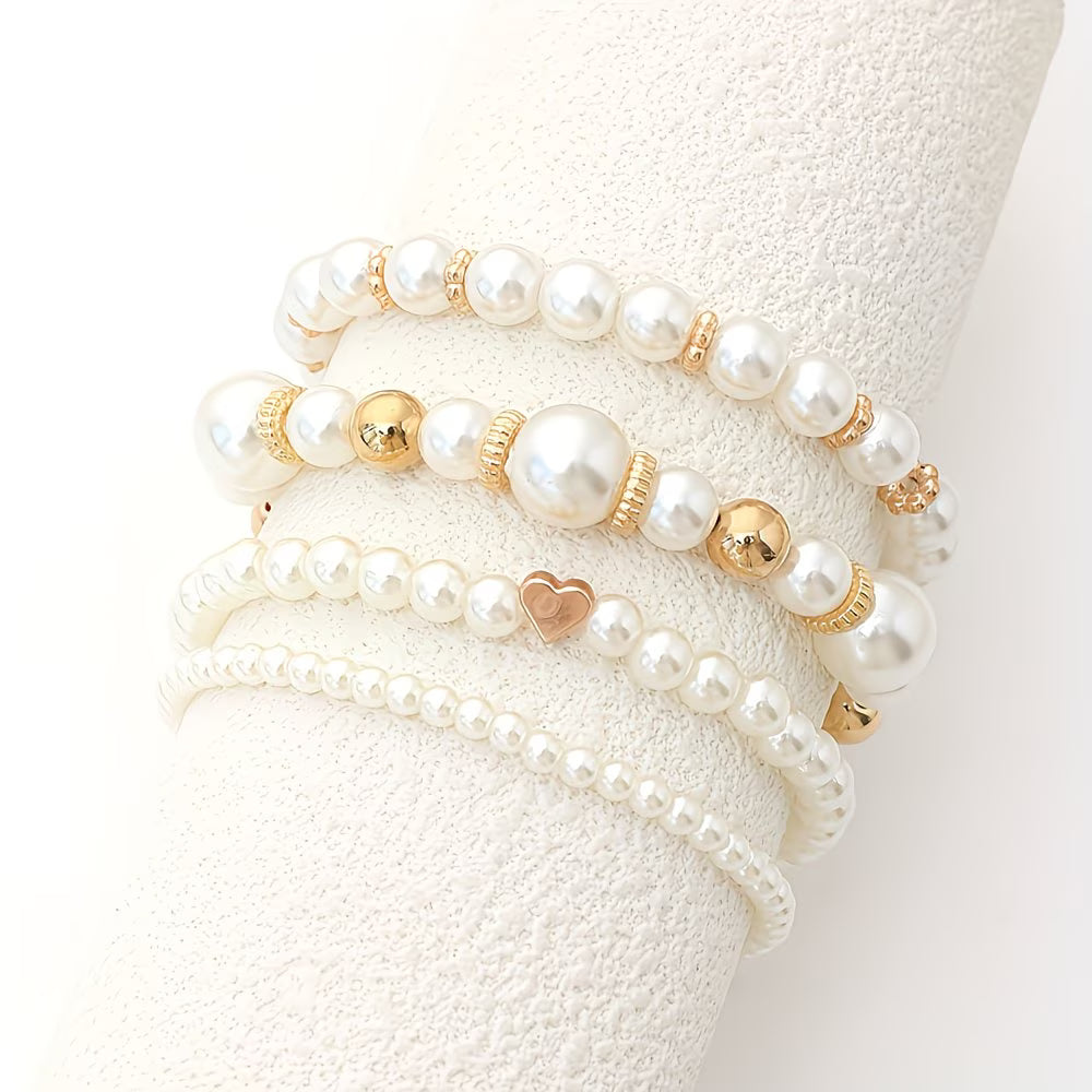 Perlen-Stapel Armband-Set aus 4