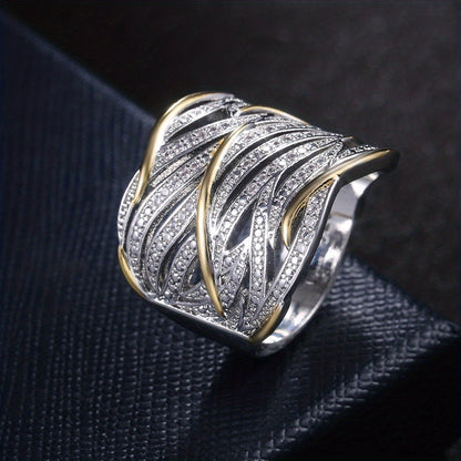 Silber und Gold Geflochten Band Ring