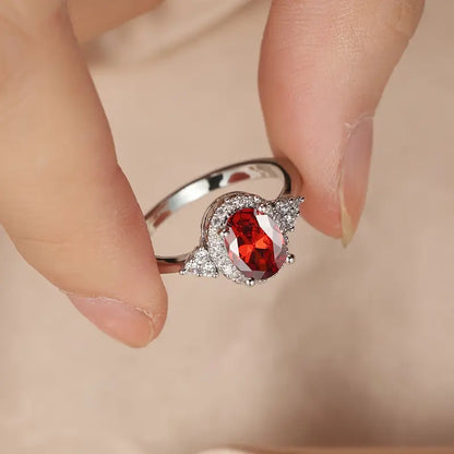 Silber Rubin Halo-Ring