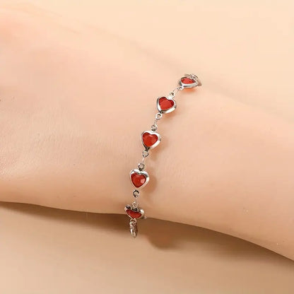 Silber Rubin Herz Kette Armband