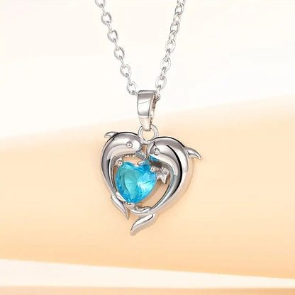 Oceanheart Twins Halskette | Weißgold