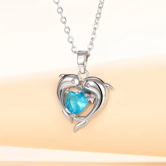 Oceanheart Twins Halskette | Weißgold