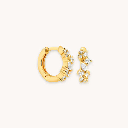 Kristall Cluster Huggie-Creolen | Gold