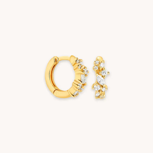 Kristall Cluster Huggie-Creolen | Gold
