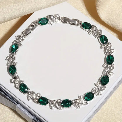 Silber Smaragd Vintage Kettenglied Armband