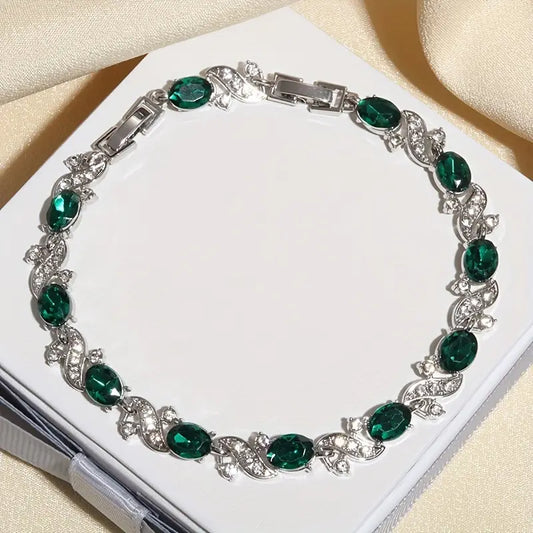 Silber Smaragd Vintage Kettenglied Armband