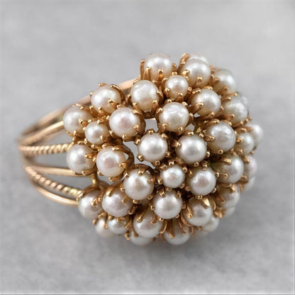 Elegant Eingelegt Perlen-Goldring