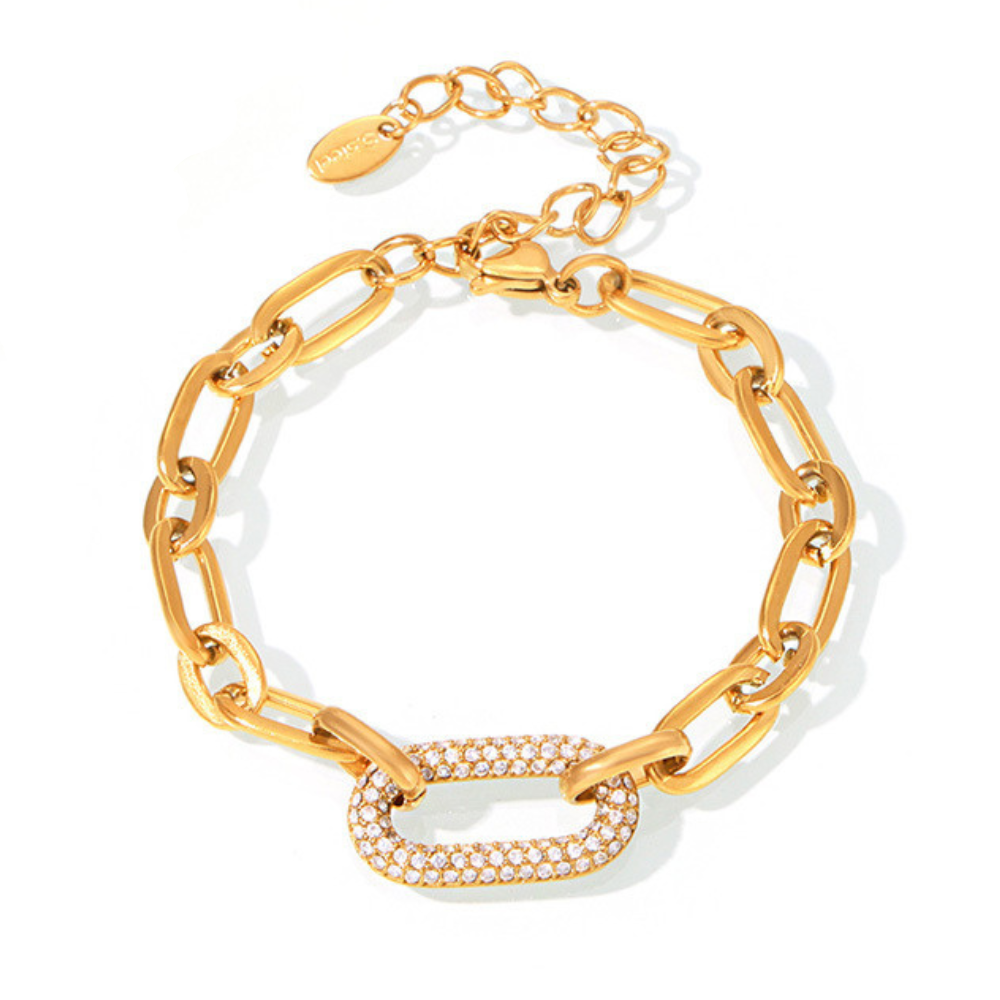 Pavé Massiv Kette Kettenglied Schmuckset | Gold
