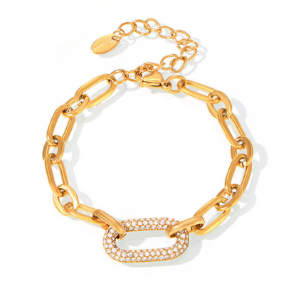Pavé Massiv Kette Kettenglied Schmuckset | Gold