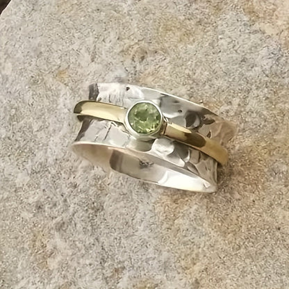 Silber und Gold Rustikal Band Ring